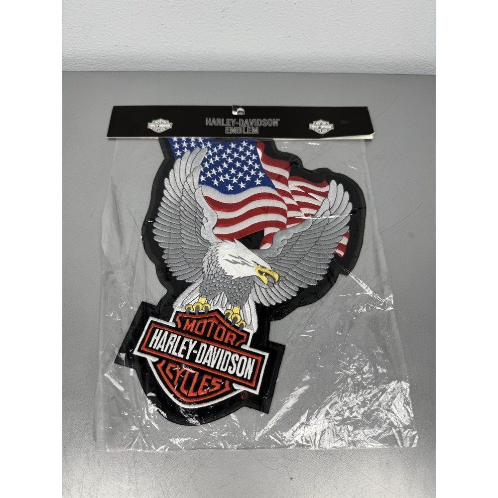 Vintage 12" Harley Davidson Motorcycle Eagle Patch Logo USA‎ Flag 2000s SEALED